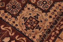 handmade Traditional Kafkaz Brown Tan Hand Knotted RECTANGLE 100% WOOL area rug 8 x 10