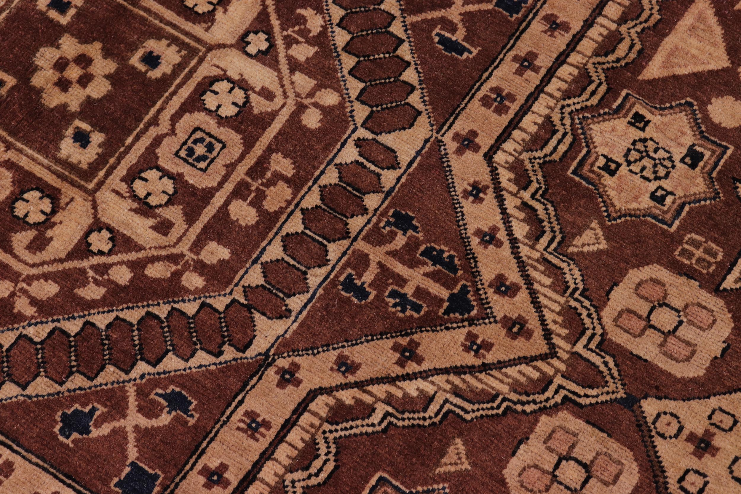 handmade Traditional Kafkaz Brown Tan Hand Knotted RECTANGLE 100% WOOL area rug 8' x 10'