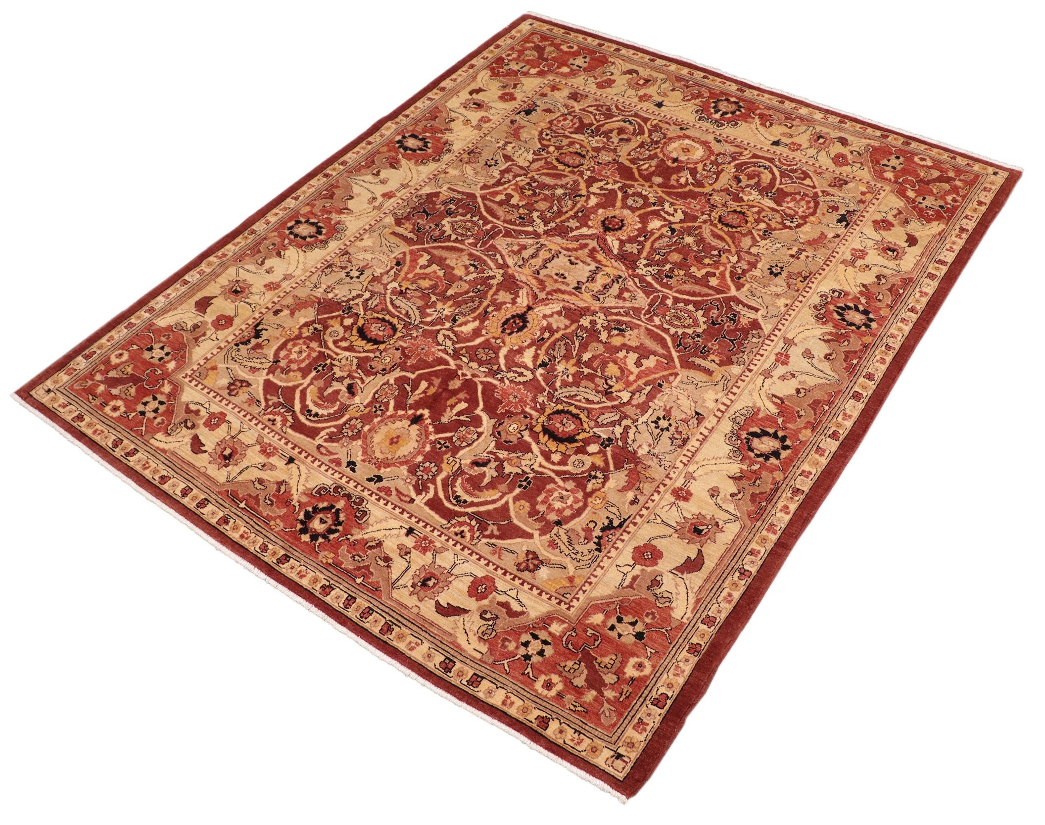 handmade Traditional Kafkaz Red Beige Hand Knotted RECTANGLE 100% WOOL area rug 8' x 10'