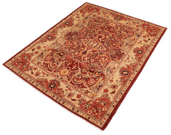 handmade Traditional Kafkaz Red Beige Hand Knotted RECTANGLE 100% WOOL area rug 8 x 10