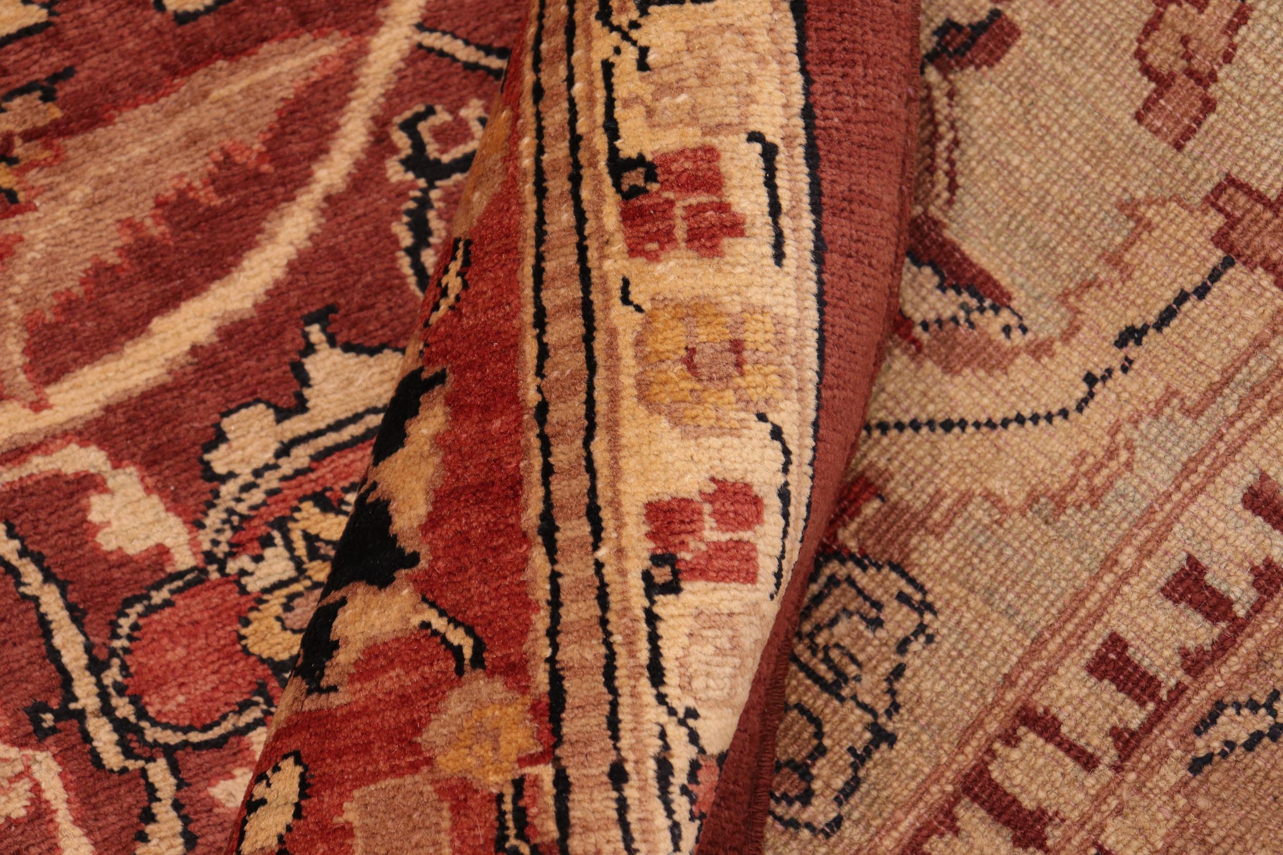 handmade Traditional Kafkaz Red Beige Hand Knotted RECTANGLE 100% WOOL area rug 8' x 10'