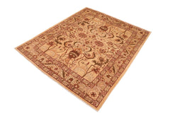handmade Traditional Kafkaz Tan Red Hand Knotted RECTANGLE 100% WOOL area rug 8 x 10