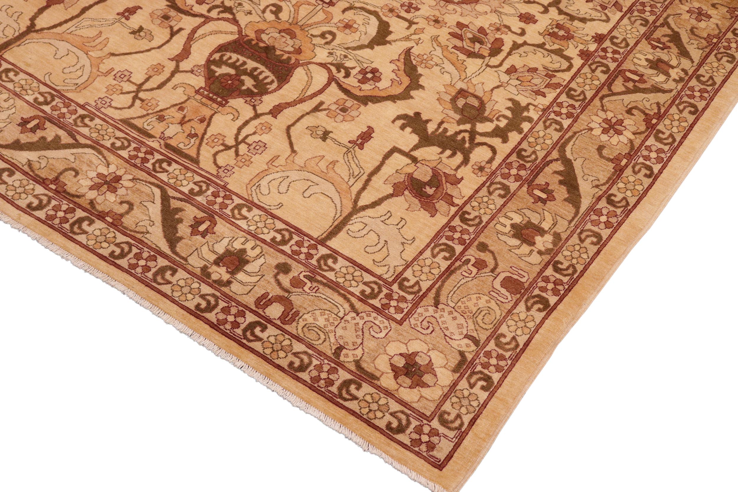 handmade Traditional Kafkaz Tan Red Hand Knotted RECTANGLE 100% WOOL area rug 8x10