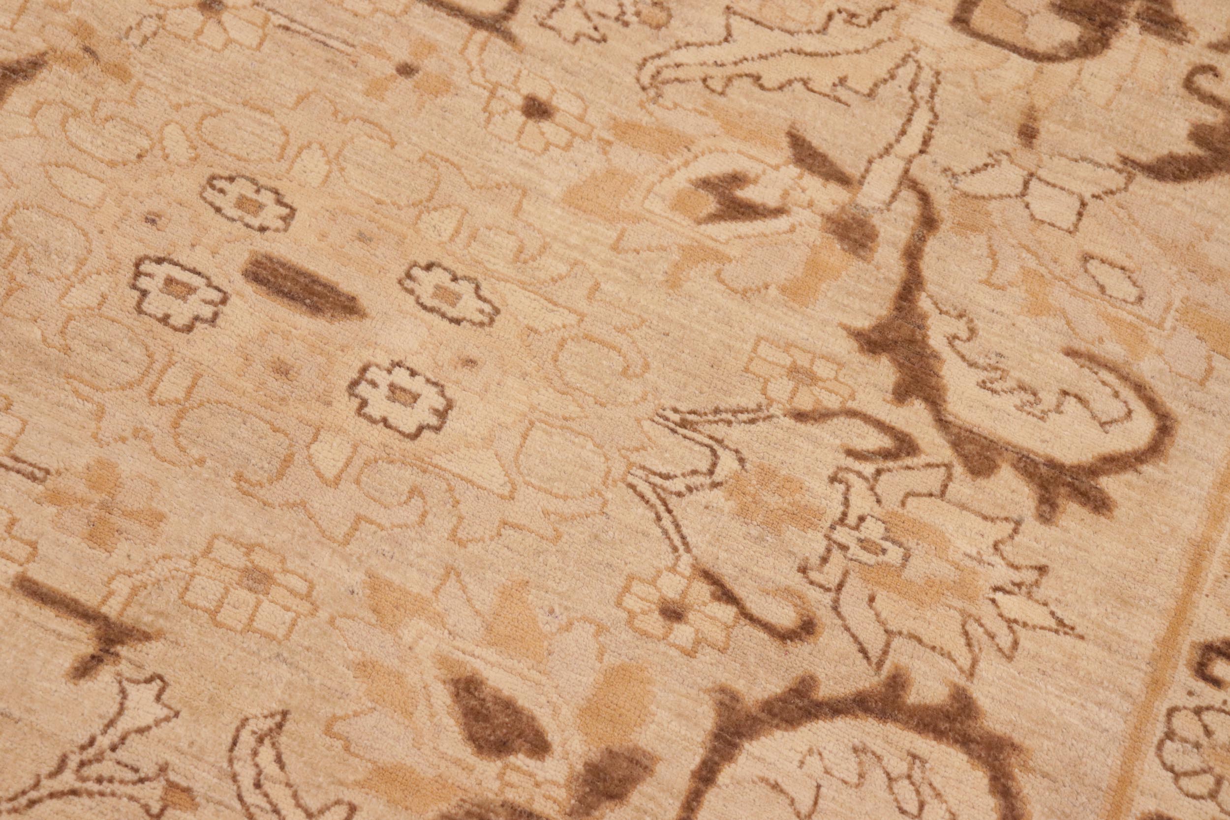 handmade Traditional Kafkaz Tan Brown Hand Knotted RECTANGLE 100% WOOL area rug 8x9