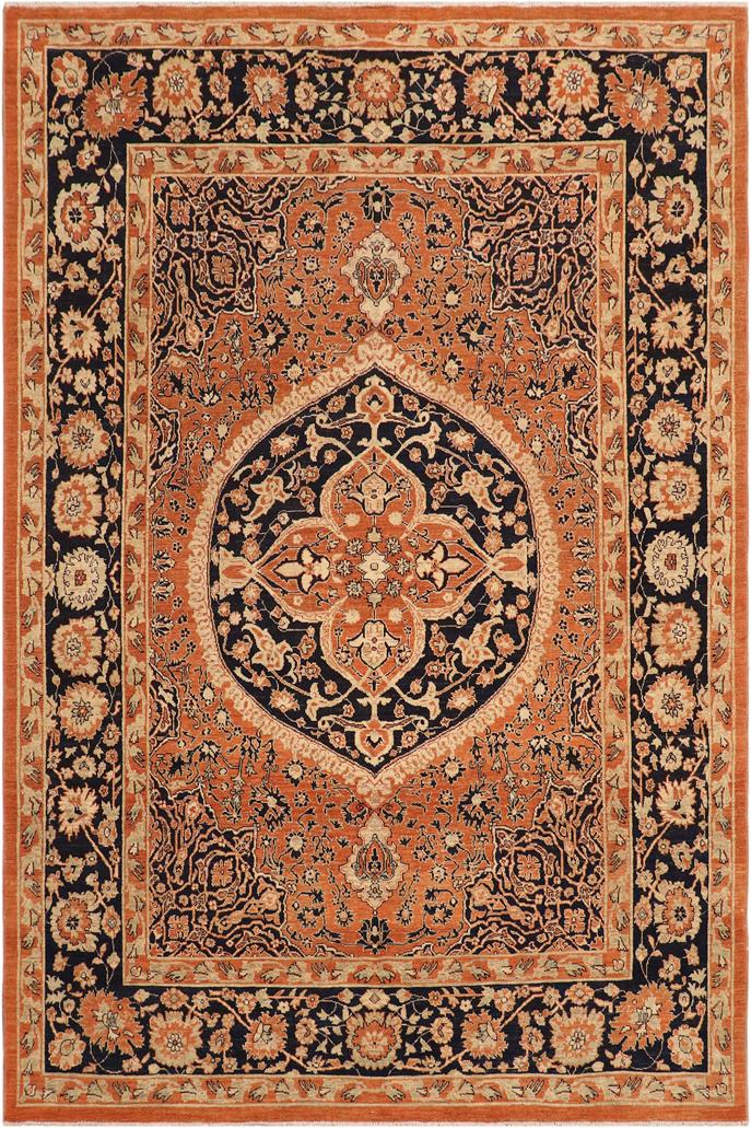handmade Traditional Kafkaz Rust Blue Hand Knotted RECTANGLE 100% WOOL area rug 8 x 10