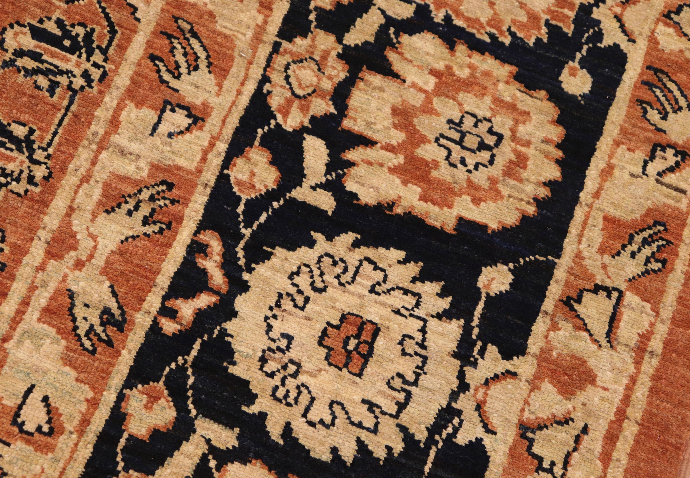 handmade Traditional Kafkaz Rust Blue Hand Knotted RECTANGLE 100% WOOL area rug 8' x 10'