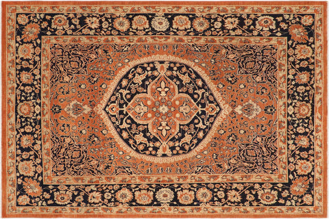 handmade Traditional Kafkaz Rust Blue Hand Knotted RECTANGLE 100% WOOL area rug 8' x 10'