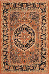 handmade Traditional Kafkaz Rust Blue Hand Knotted RECTANGLE 100% WOOL area rug 8 x 10