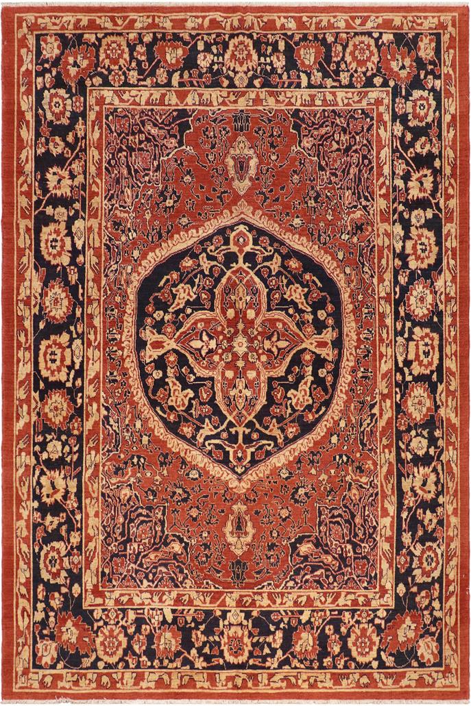 handmade Traditional Kafkaz Rust Blue Hand Knotted RECTANGLE 100% WOOL area rug 8 x 9
