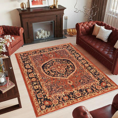 handmade Traditional Kafkaz Rust Blue Hand Knotted RECTANGLE 100% WOOL area rug 8 x 9