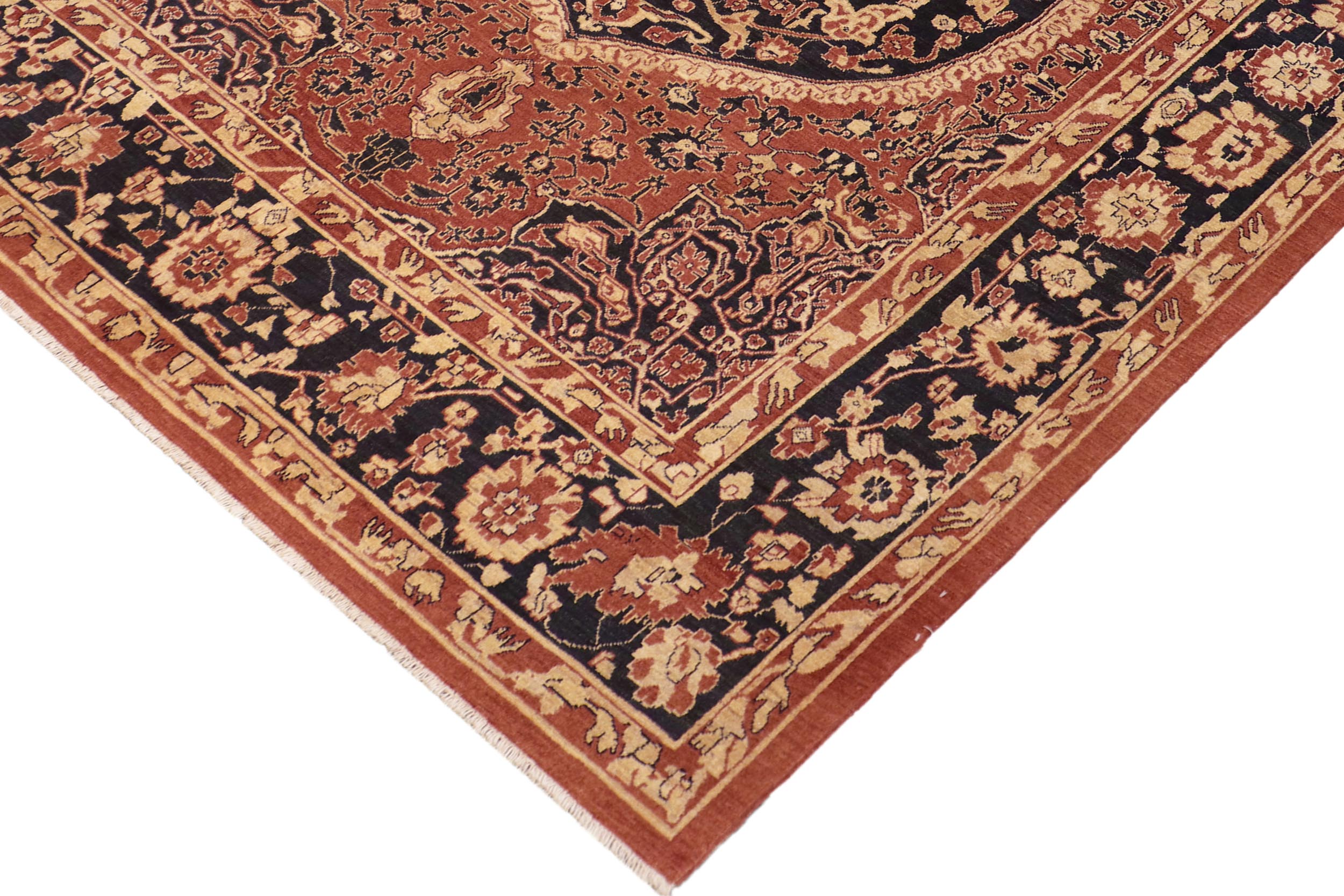 handmade Traditional Kafkaz Rust Blue Hand Knotted RECTANGLE 100% WOOL area rug 8' x 9'