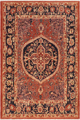 handmade Traditional Kafkaz Rust Blue Hand Knotted RECTANGLE 100% WOOL area rug 8 x 9