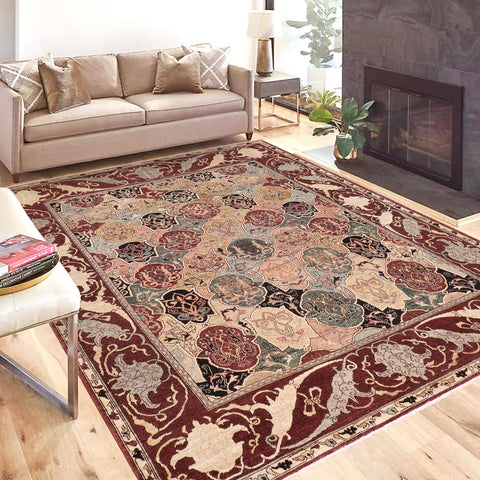 handmade Transitional Kafkaz Beige Brown Hand Knotted RECTANGLE 100% WOOL area rug 8' x 10'