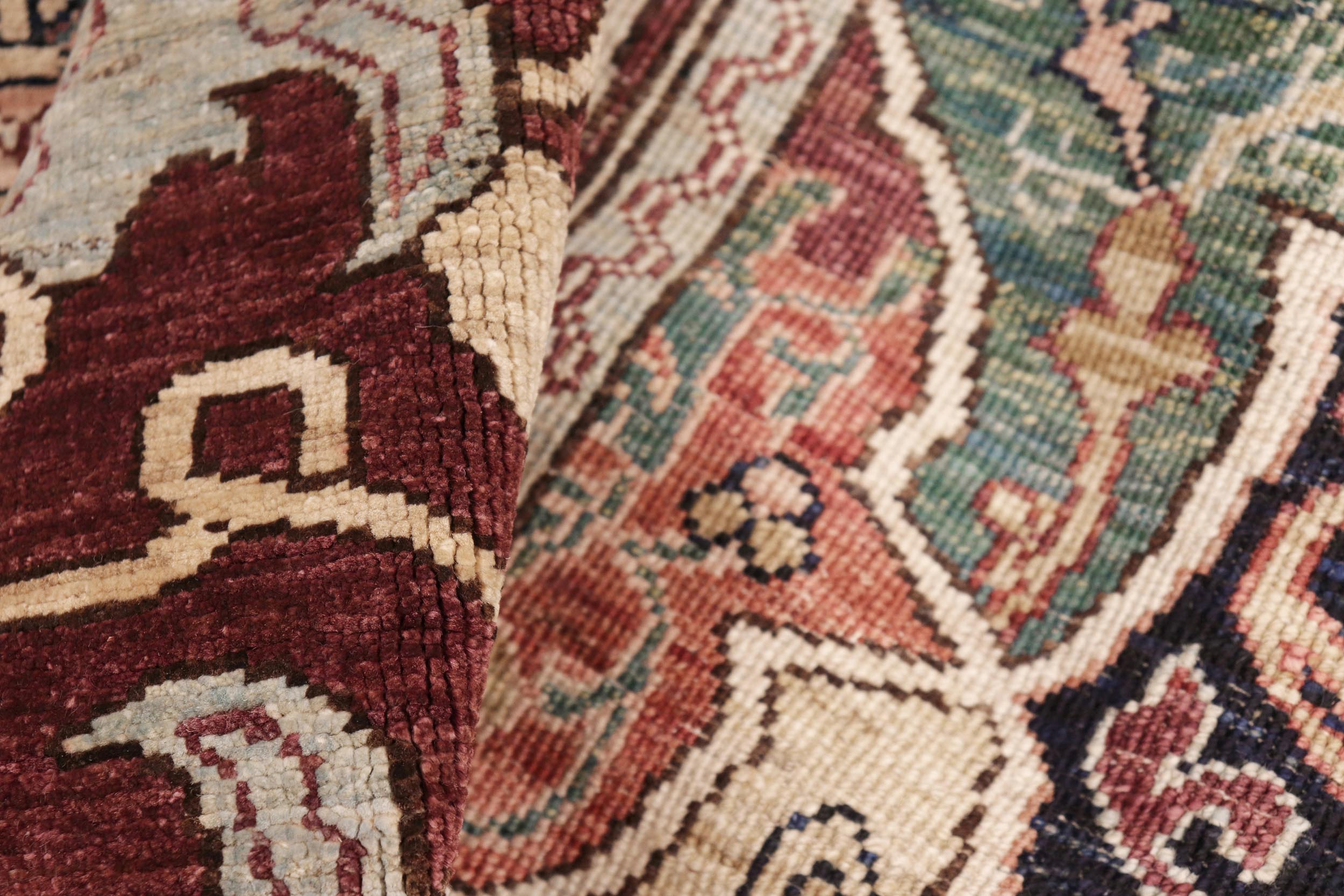 handmade Transitional Kafkaz Beige Brown Hand Knotted RECTANGLE 100% WOOL area rug 8' x 10'