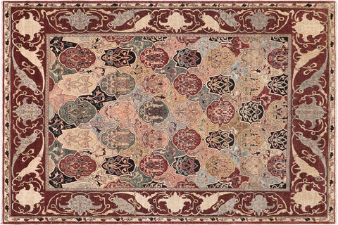 handmade Transitional Kafkaz Beige Brown Hand Knotted RECTANGLE 100% WOOL area rug 8' x 10'
