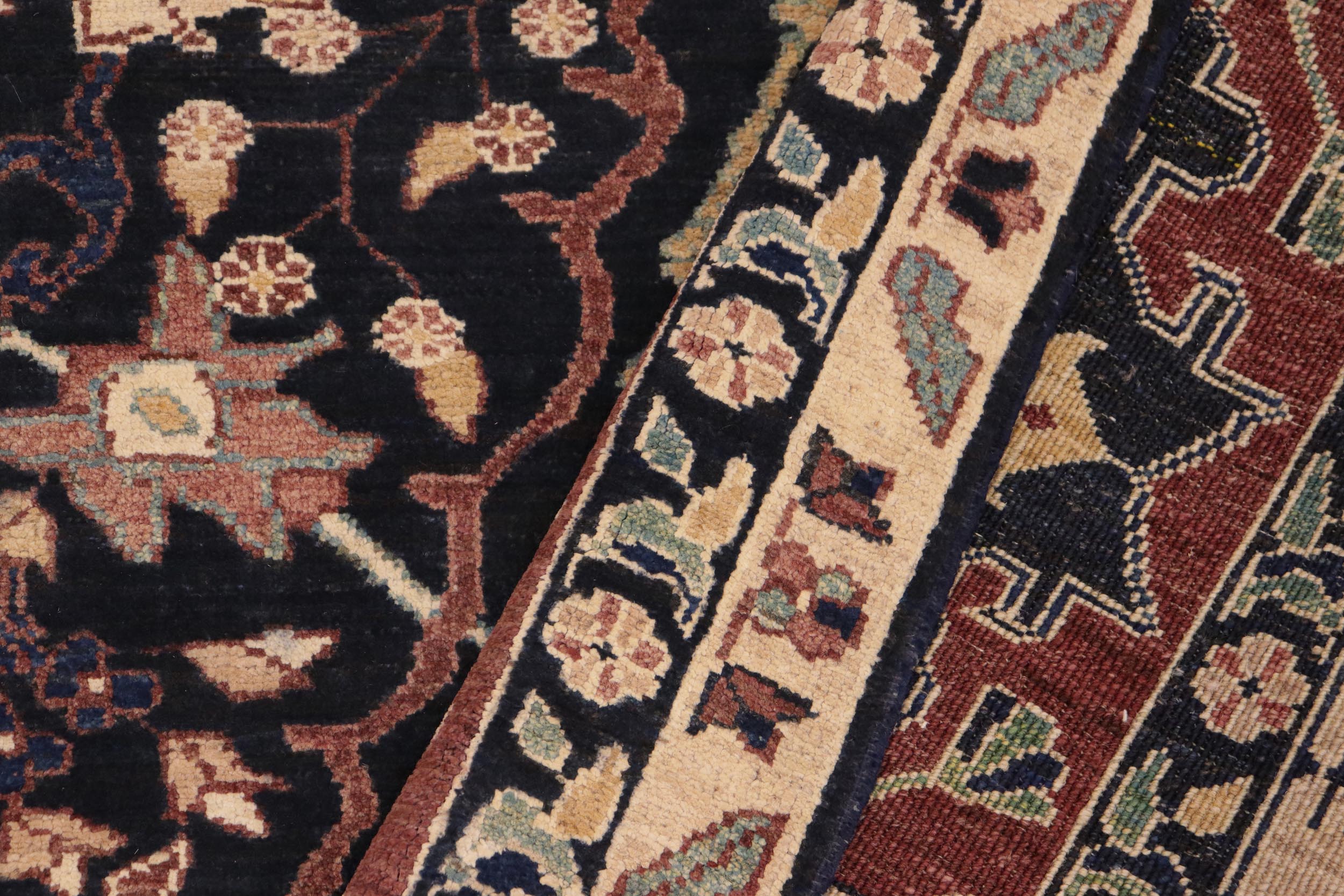 handmade Traditional Kafkaz Blue Brown Hand Knotted RECTANGLE 100% WOOL area rug 8x10