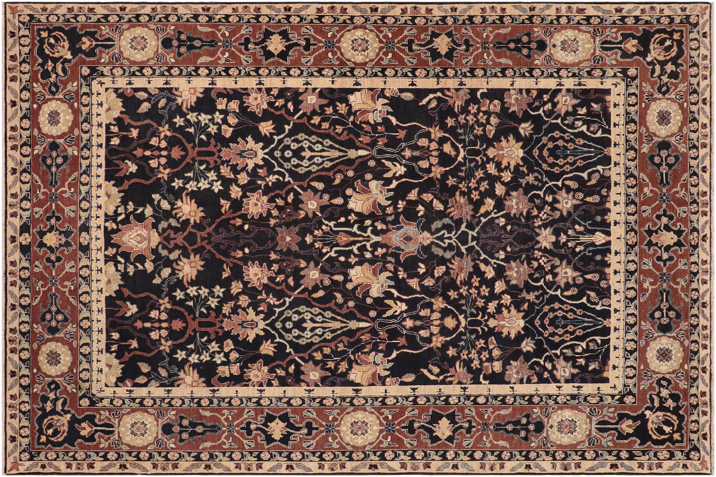 handmade Traditional Kafkaz Blue Brown Hand Knotted RECTANGLE 100% WOOL area rug 8x10