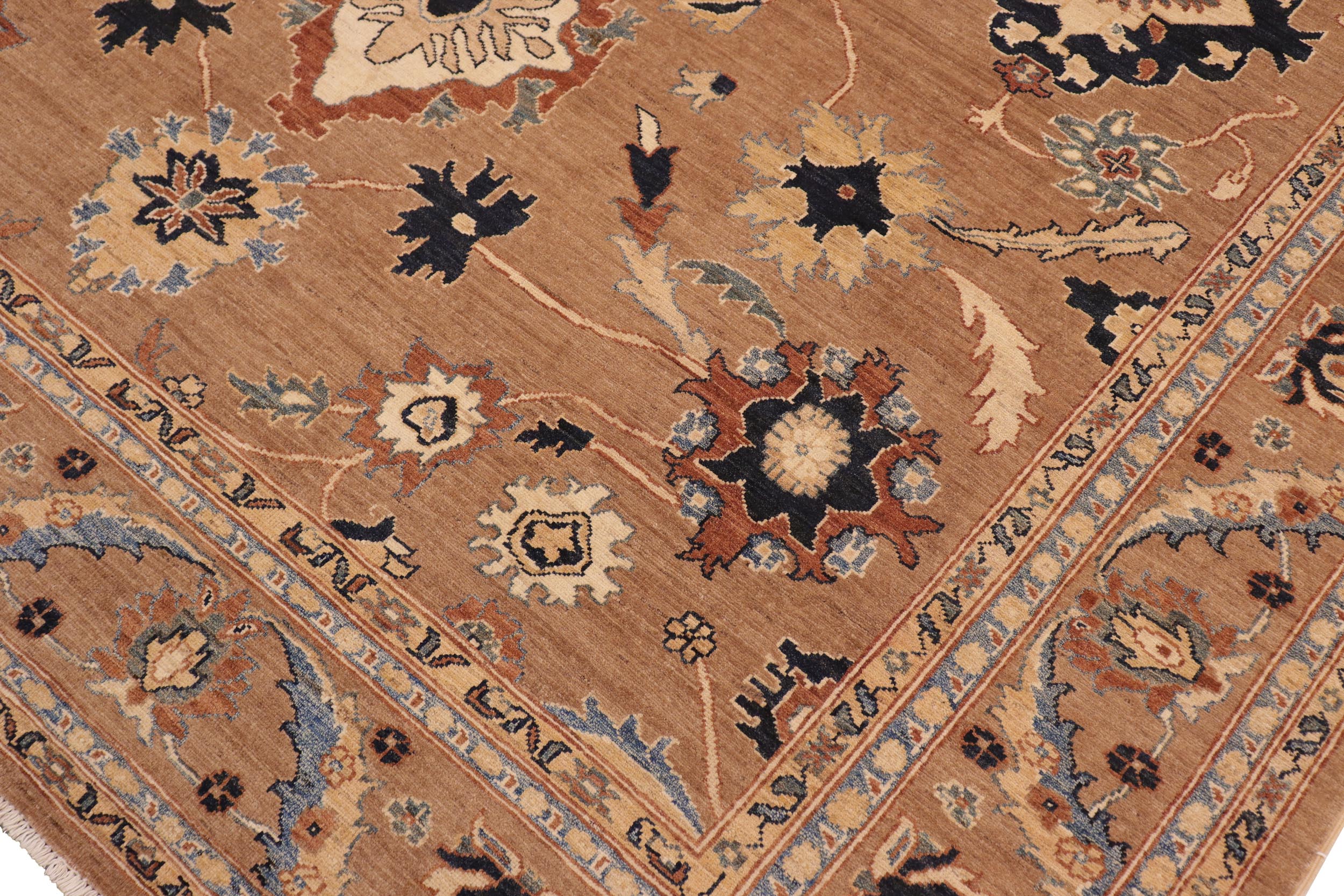 handmade Traditional Kafkaz Lt. Brown Blue Hand Knotted RECTANGLE 100% WOOL area rug 8x10