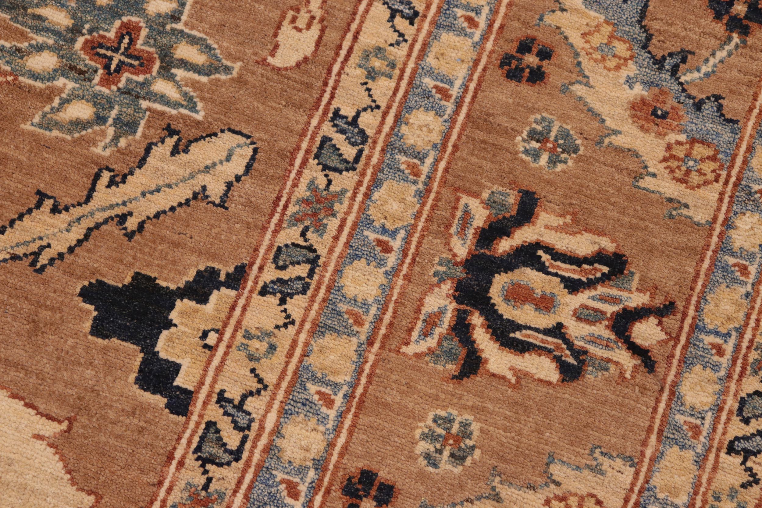 handmade Traditional Kafkaz Lt. Brown Blue Hand Knotted RECTANGLE 100% WOOL area rug 8x10