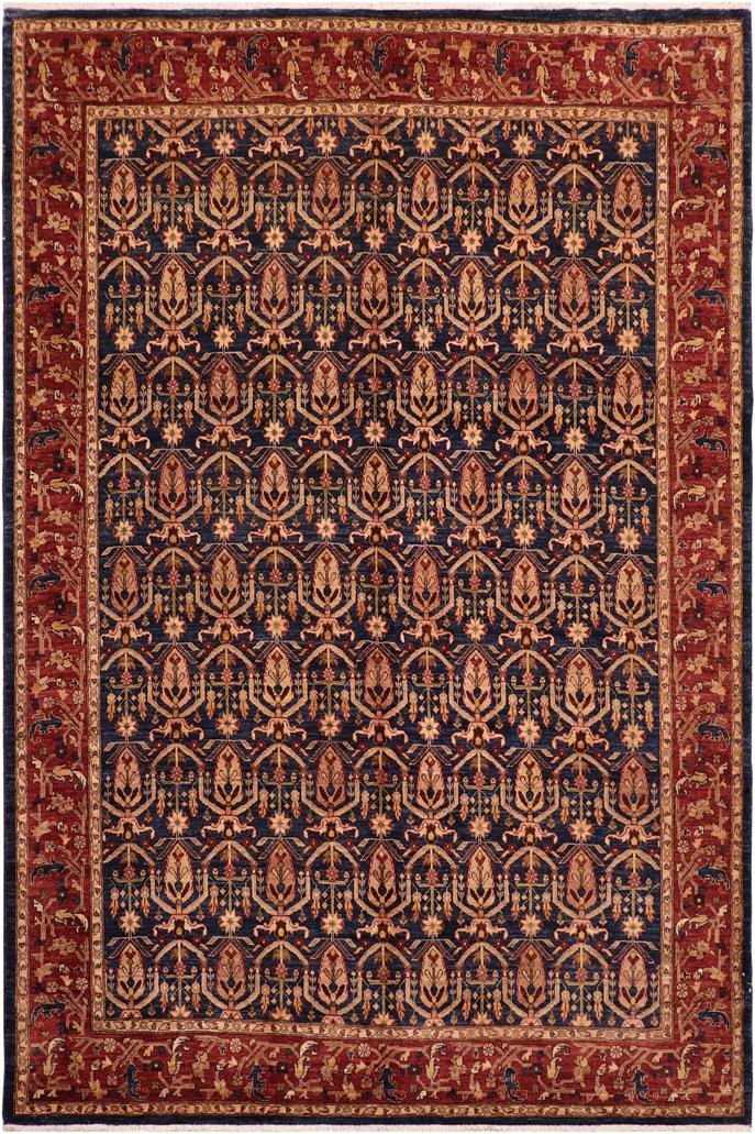 handmade Transitional Kafkaz Blue Red Hand Knotted RECTANGLE 100% WOOL area rug 8 x 10