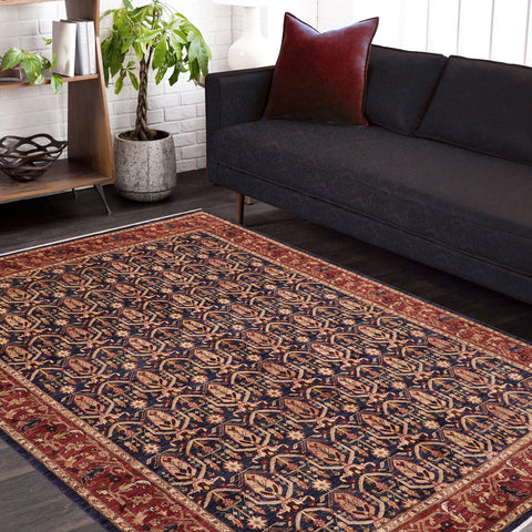 handmade Transitional Kafkaz Blue Red Hand Knotted RECTANGLE 100% WOOL area rug 8' x 10'