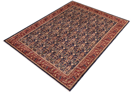 handmade Transitional Kafkaz Blue Red Hand Knotted RECTANGLE 100% WOOL area rug 8' x 10'