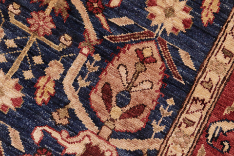 handmade Transitional Kafkaz Blue Red Hand Knotted RECTANGLE 100% WOOL area rug 8' x 10'