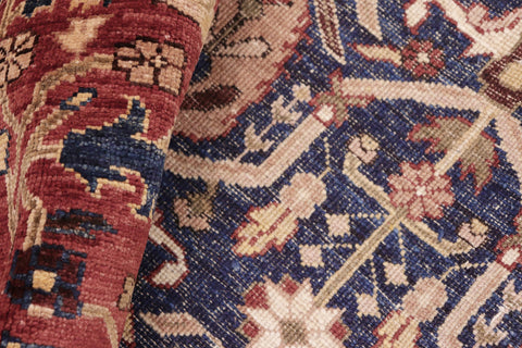 handmade Transitional Kafkaz Blue Red Hand Knotted RECTANGLE 100% WOOL area rug 8' x 10'