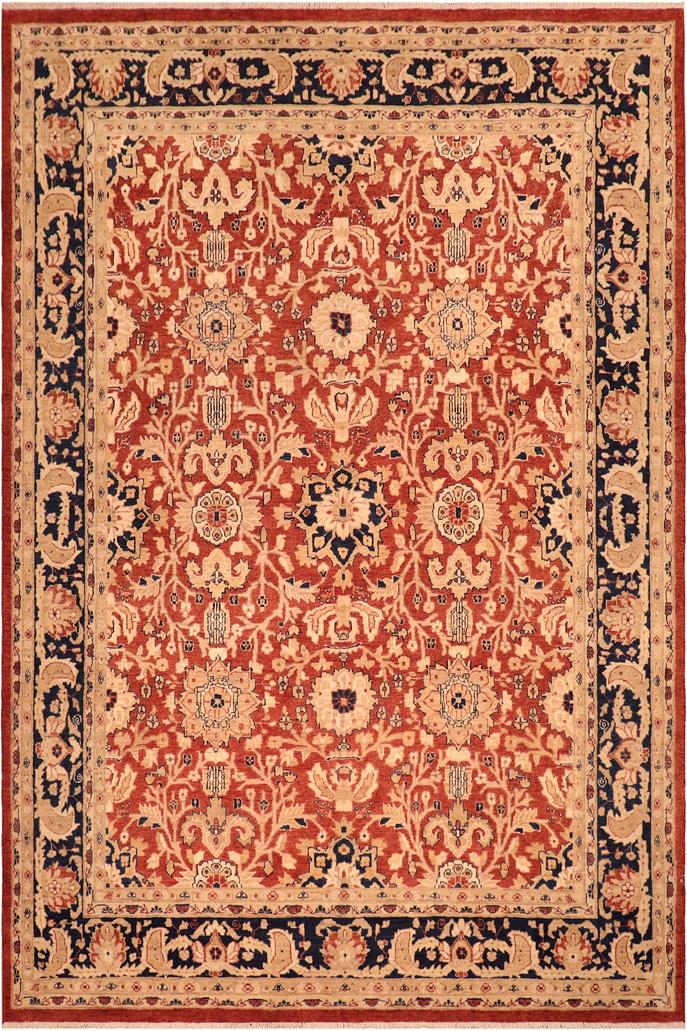 handmade Traditional Kafkaz Rust Blue Hand Knotted RECTANGLE 100% WOOL area rug 8 x 10