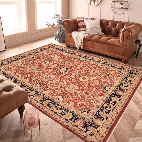 handmade Traditional Kafkaz Rust Blue Hand Knotted RECTANGLE 100% WOOL area rug 8x10