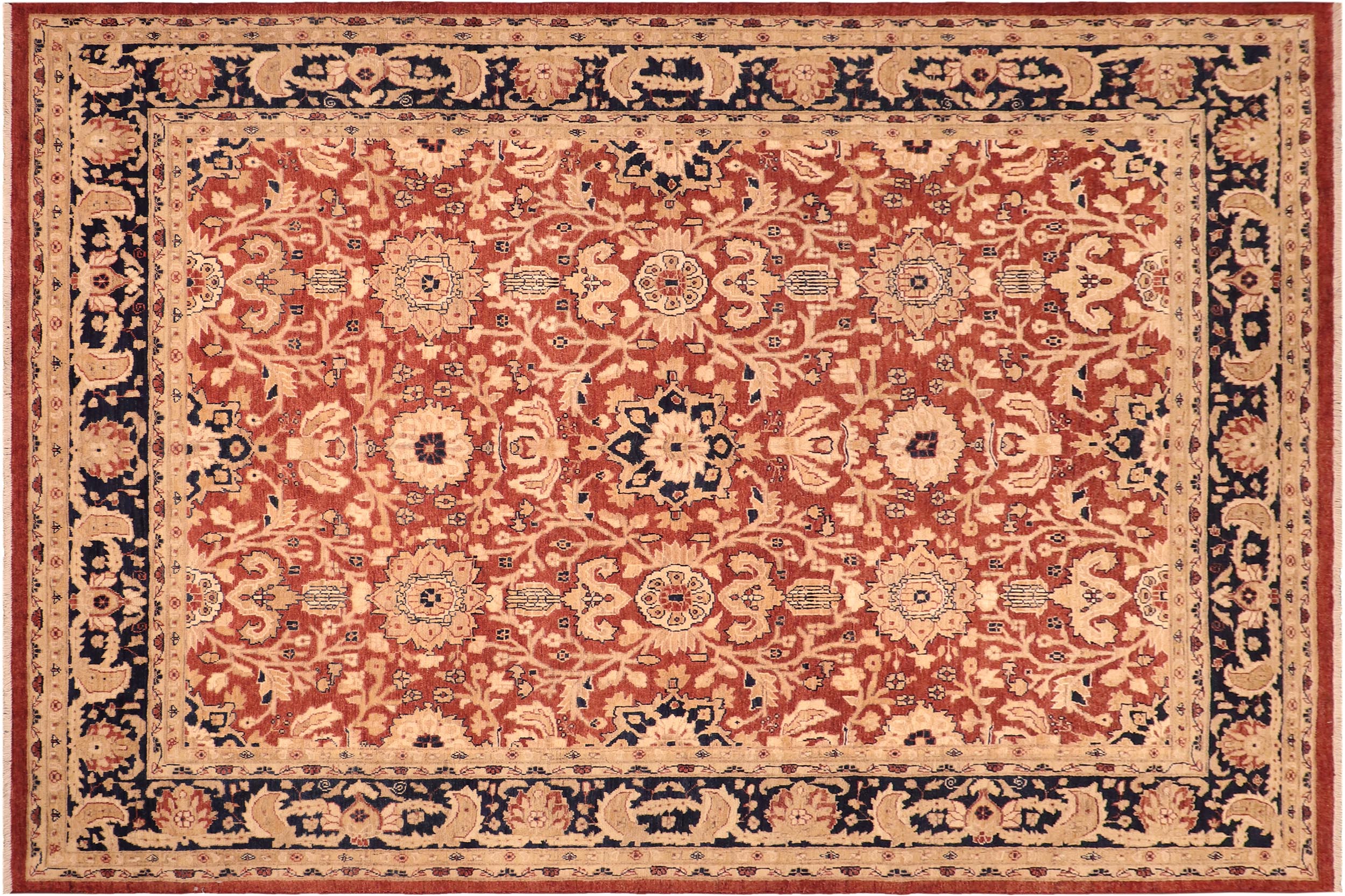 handmade Traditional Kafkaz Rust Blue Hand Knotted RECTANGLE 100% WOOL area rug 8x10