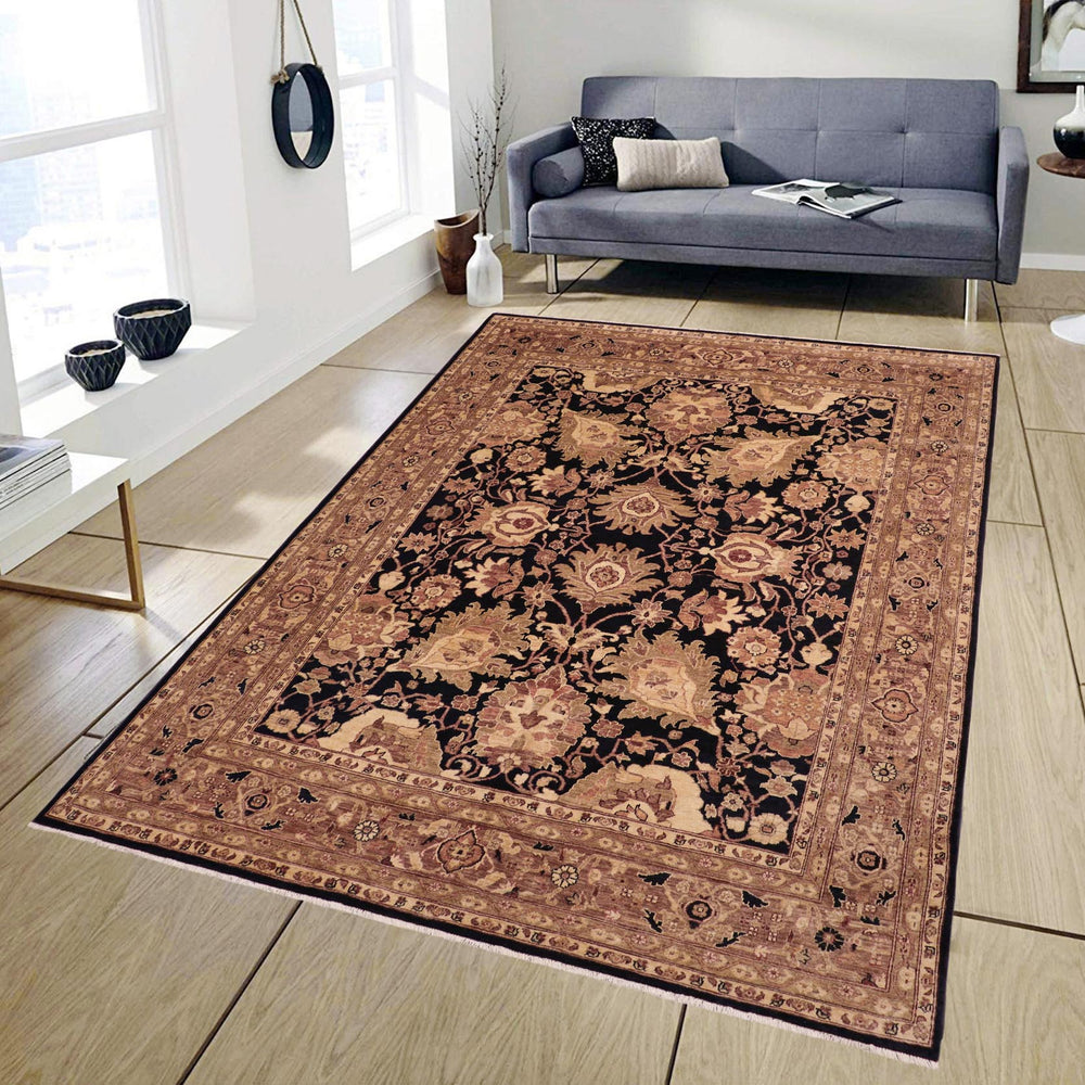 handmade Traditional Kafkaz Blue Brown Hand Knotted RECTANGLE 100% WOOL area rug 8x10