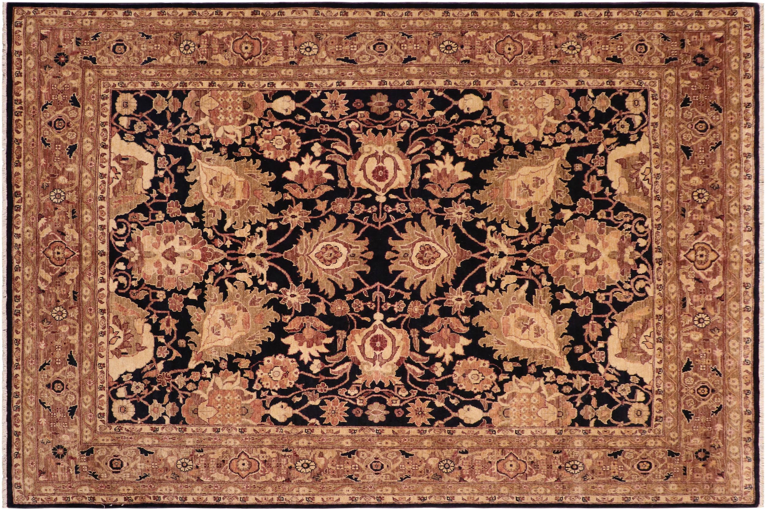handmade Traditional Kafkaz Blue Brown Hand Knotted RECTANGLE 100% WOOL area rug 8x10