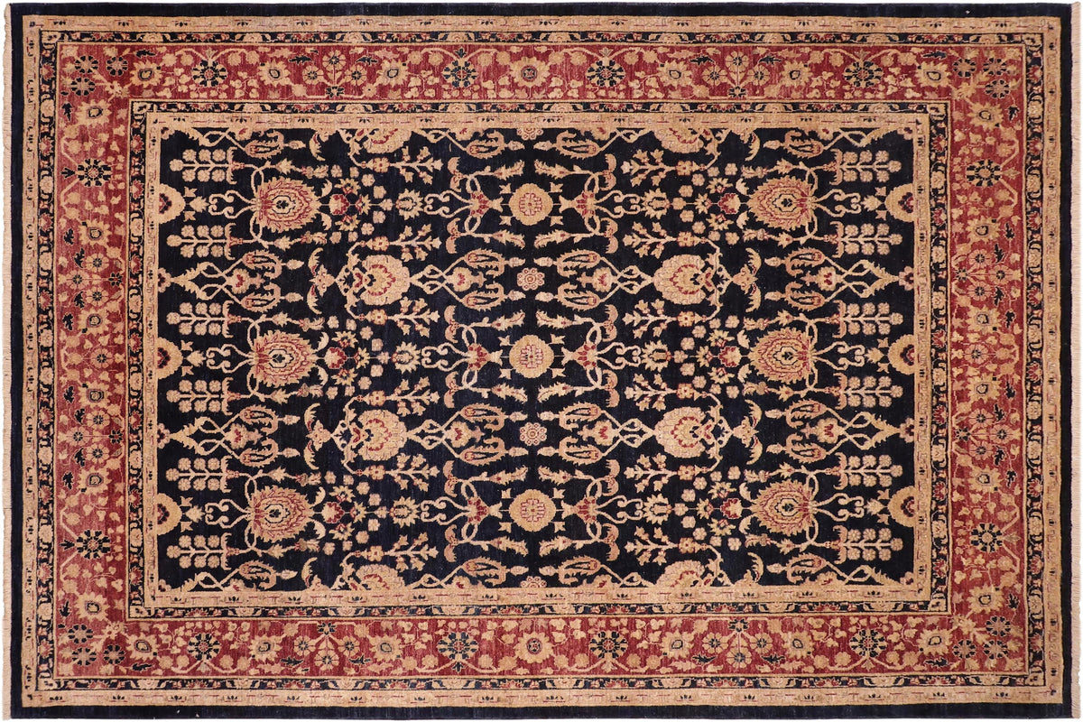 8x10 hand knotted transitional wool rug in blue and red - Classic Marisa