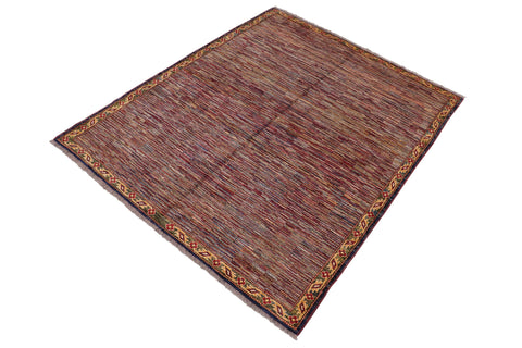 handmade Modern Gabbeh Blue Red Hand Knotted RECTANGLE 100% WOOL area rug 8' x 10'