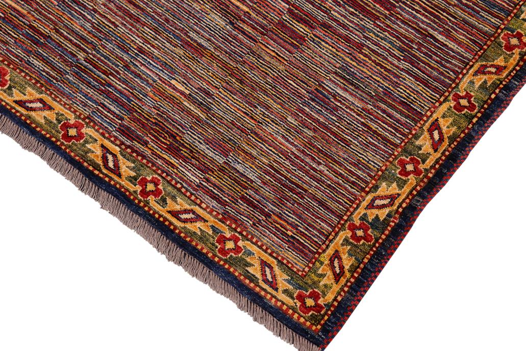 handmade Modern Gabbeh Blue Red Hand Knotted RECTANGLE 100% WOOL area rug 8  x 10 