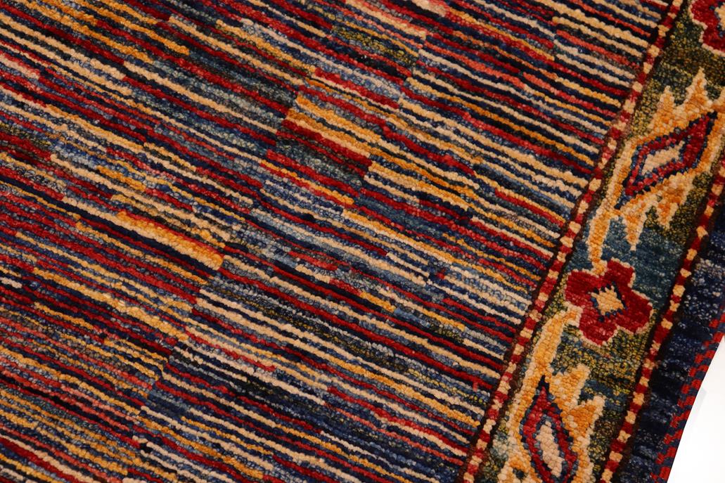handmade Modern Gabbeh Blue Red Hand Knotted RECTANGLE 100% WOOL area rug 8  x 10 