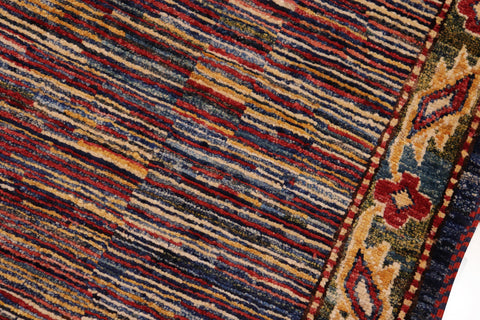 handmade Modern Gabbeh Blue Red Hand Knotted RECTANGLE 100% WOOL area rug 8' x 10'