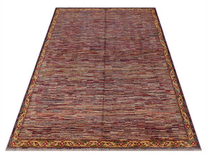 handmade Modern Gabbeh Blue Red Hand Knotted RECTANGLE 100% WOOL area rug 8' x 10'