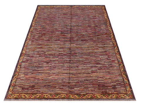 handmade Modern Gabbeh Blue Red Hand Knotted RECTANGLE 100% WOOL area rug 8' x 10'