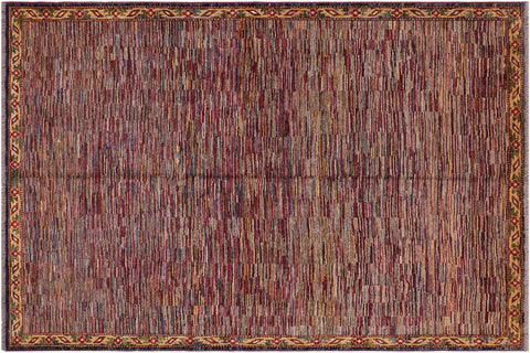 handmade Modern Gabbeh Blue Red Hand Knotted RECTANGLE 100% WOOL area rug 8' x 10'