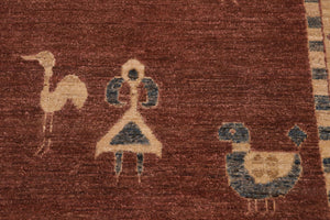 handmade Modern Gabbeh Brown Beige Hand Knotted RECTANGLE 100% WOOL area rug 8' x 10'