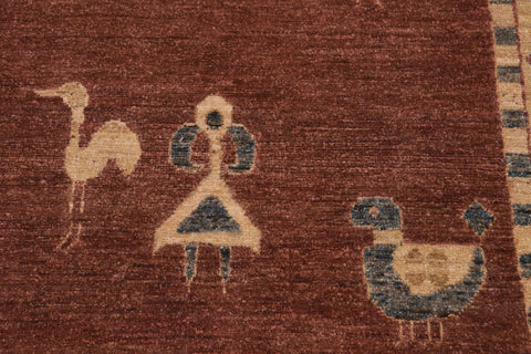 handmade Modern Gabbeh Brown Beige Hand Knotted RECTANGLE 100% WOOL area rug 8' x 10'