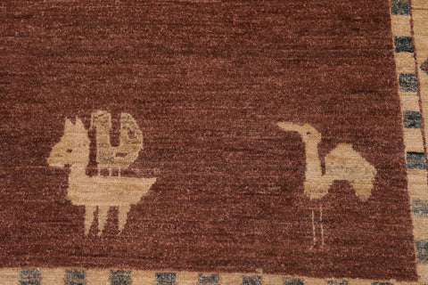 handmade Modern Gabbeh Brown Beige Hand Knotted RECTANGLE 100% WOOL area rug 8' x 10'