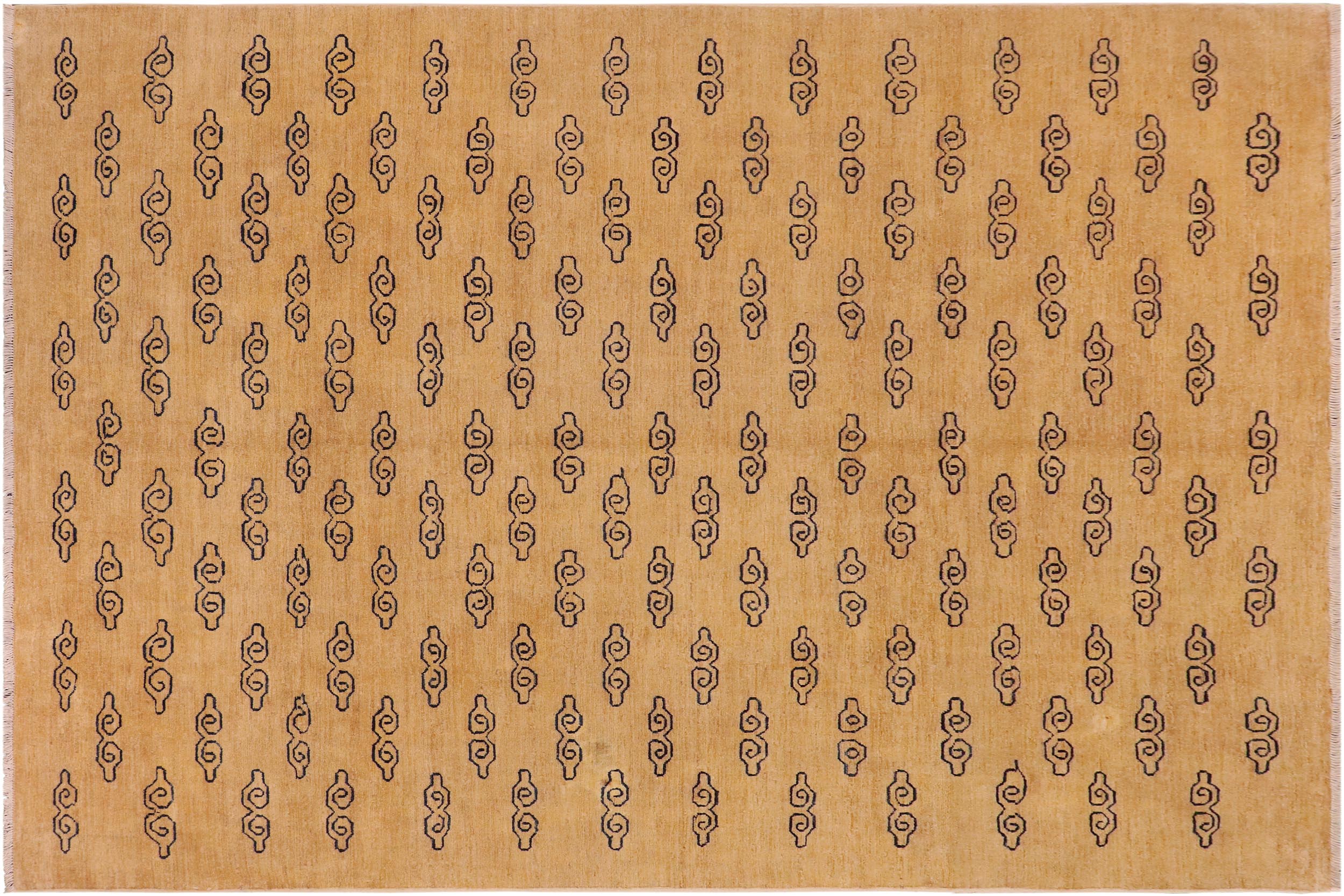handmade Modern Gabbeh Tan Blue Hand Knotted RECTANGLE 100% WOOL area rug 8' x 9'