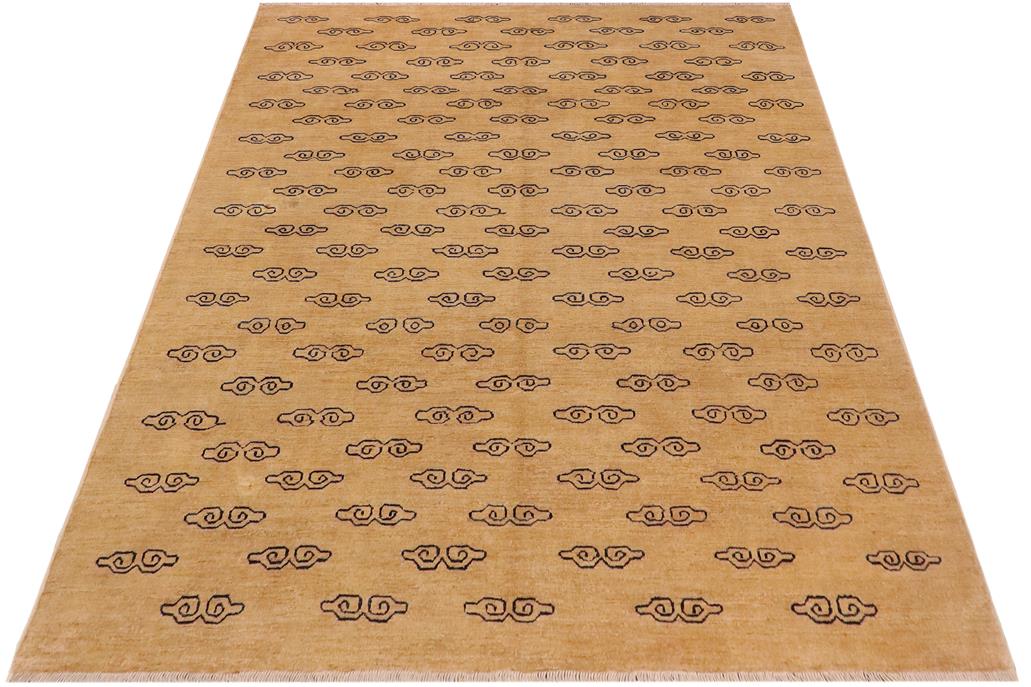 handmade Modern Gabbeh Tan Blue Hand Knotted RECTANGLE 100% WOOL area rug 8 x 9