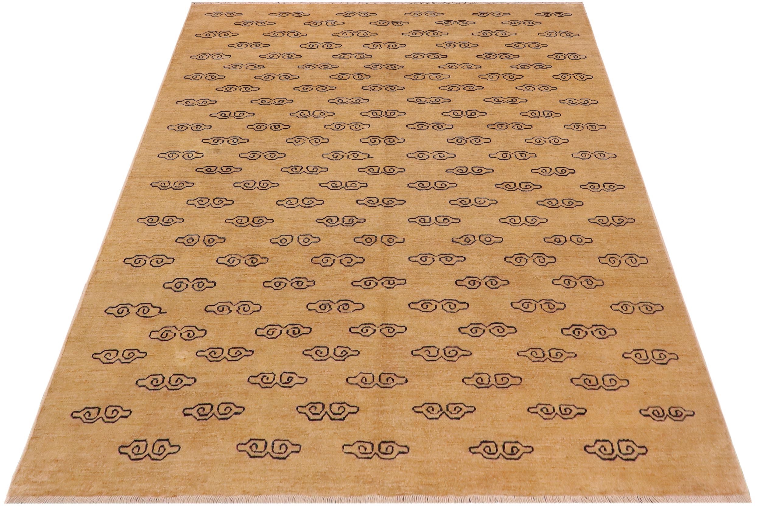 handmade Modern Gabbeh Tan Blue Hand Knotted RECTANGLE 100% WOOL area rug 8' x 9'