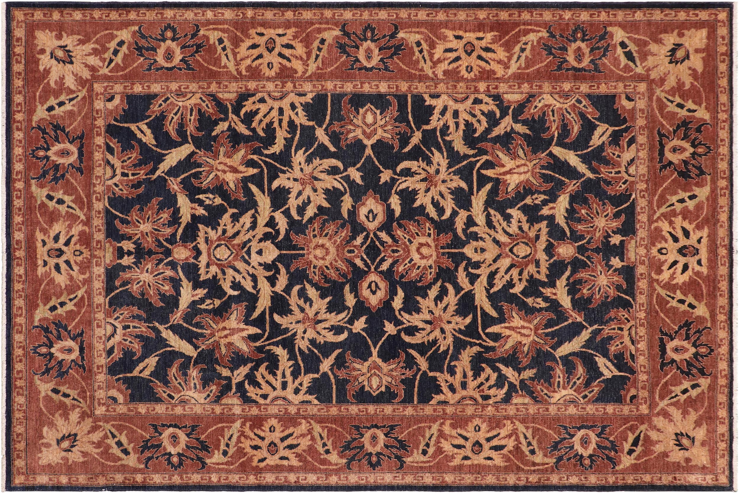 handmade Traditional Kafkaz Blue Rust Hand Knotted RECTANGLE 100% WOOL area rug 8x10