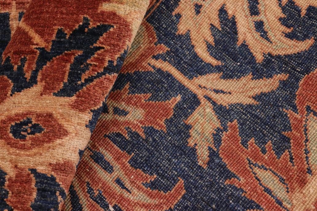 handmade Traditional Kafkaz Blue Rust Hand Knotted RECTANGLE 100% WOOL area rug 8 x 10