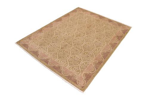 handmade Transitional Kafkaz Lt. Green Lt. Brown Hand Knotted RECTANGLE 100% WOOL area rug 8' x 10'